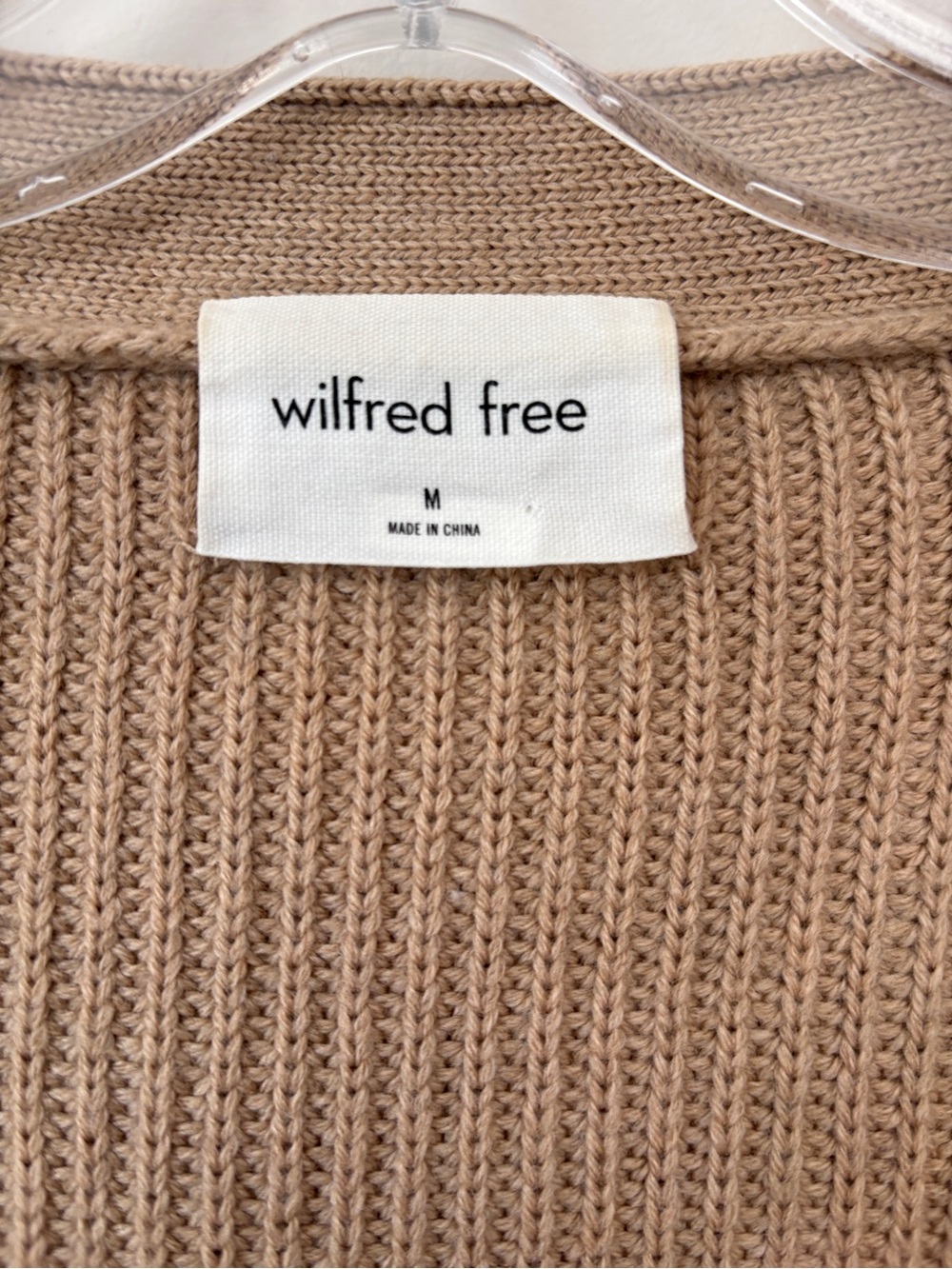 Aritzia Wilfred Free Unwind Merino Wool Cardigan Sweater Tan Camel Medium M - Picture 2 of 5